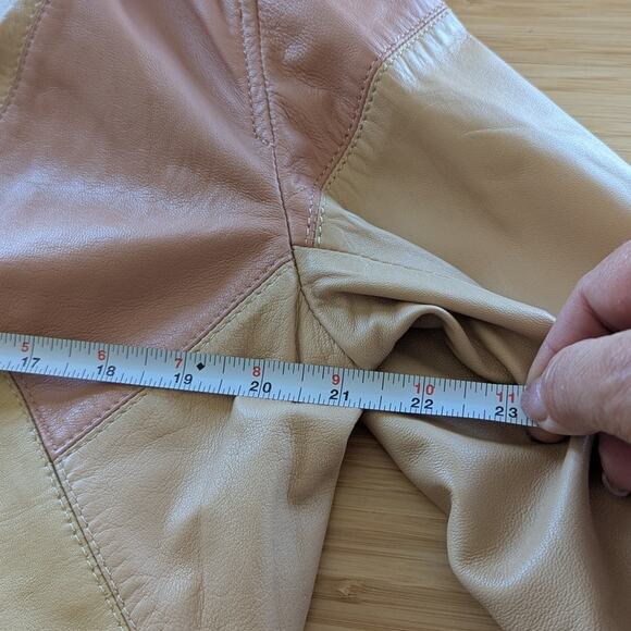 Zara Beige Genuine Leather Bomber Full Zip Short Jacket, size S - Picture 10 of 16